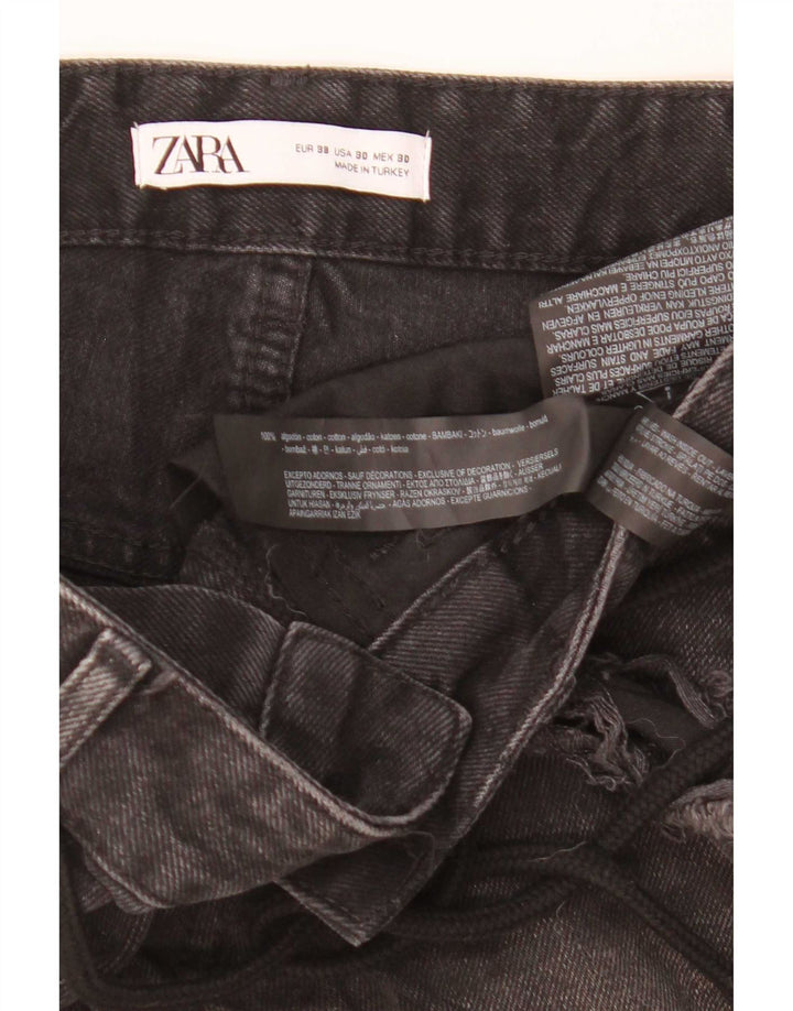 Zara Mens Distressed Denim Shorts EU 38 Small W30  Black Cotton