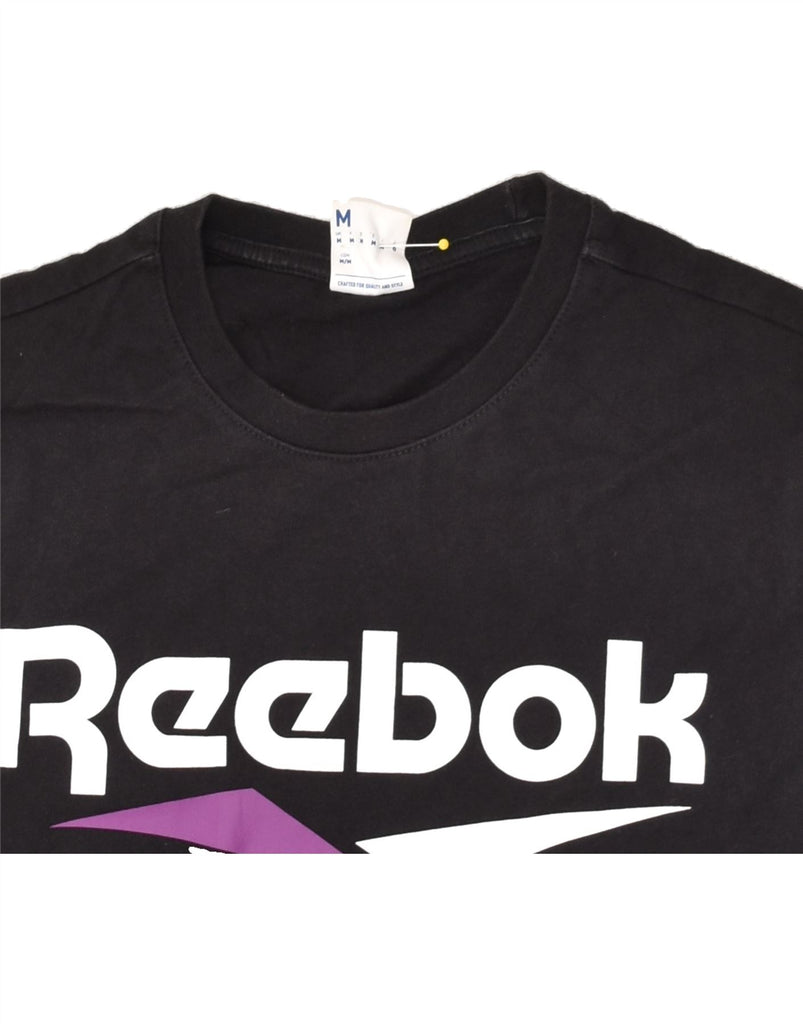 REEBOK Mens Graphic T-Shirt Top Medium Black Cotton | Vintage Reebok | Thrift | Second-Hand Reebok | Used Clothing | Messina Hembry 