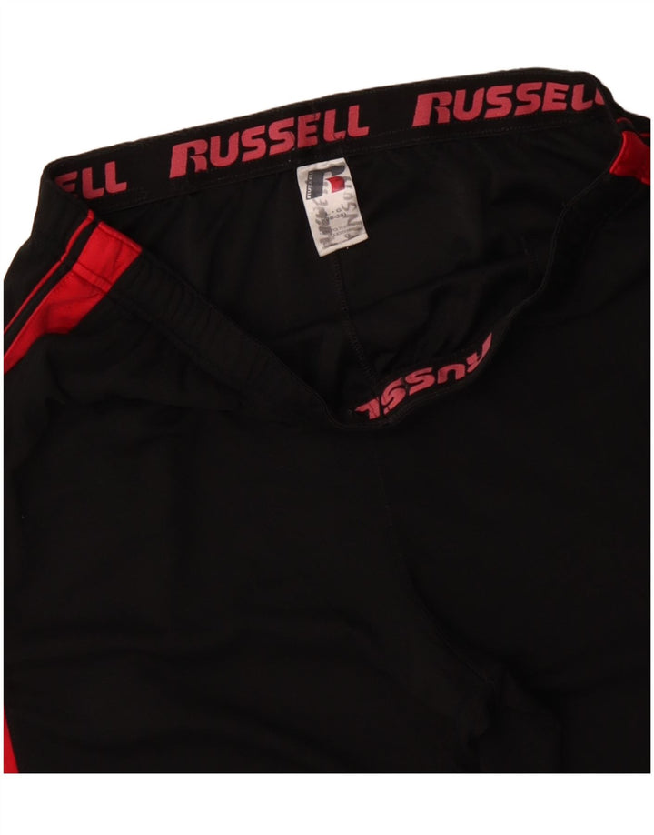 RUSSELL ATHLETIC Mens Tracksuit Trousers Large  Black Colourblock