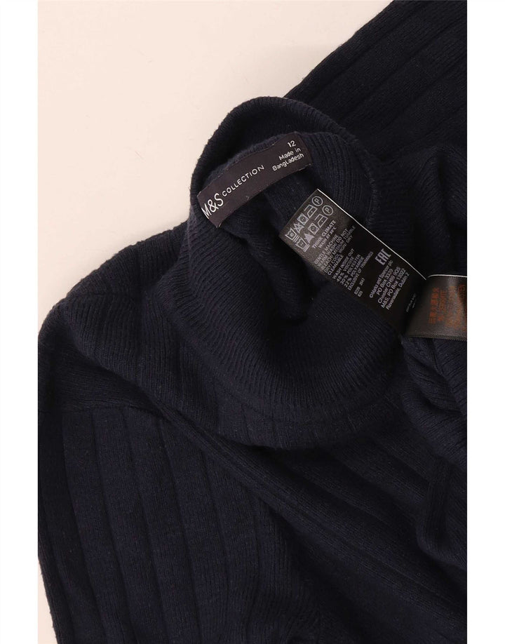 Marks & Spencer Womens Turtle Neck Jumper Sweater UK 12 Medium Navy Blue