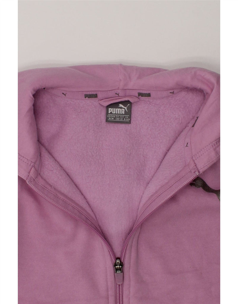 PUMA Girls Graphic Zip Hoodie Sweater 9-10 Years Purple | Vintage Puma | Thrift | Second-Hand Puma | Used Clothing | Messina Hembry 