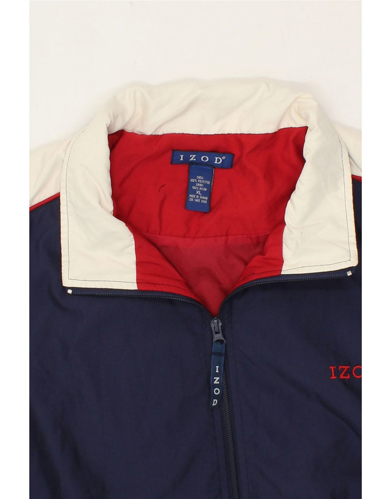 IZOD Mens Tracksuit Top Jacket XL Navy Blue Colourblock Polyester Vintage Izod and Second-Hand Izod from Messina Hembry 