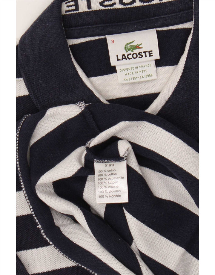 Lacoste Mens Short Sleeve Polo Shirt Size 3 Small Navy Blue Striped