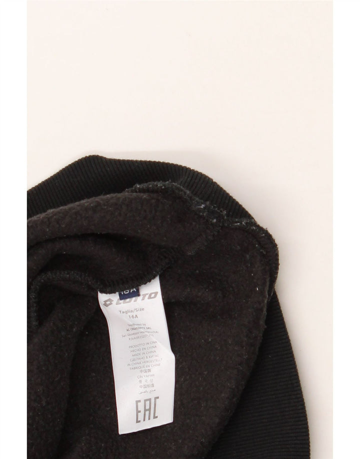 LOTTO Boys Graphic Sweatshirt Jumper 15-16 Years Black Cotton Vintage Lotto and Second-Hand Lotto from Messina Hembry 