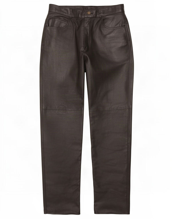 Vintage Womens Straight Leather Trousers EU 40 Medium W29 L31 Black