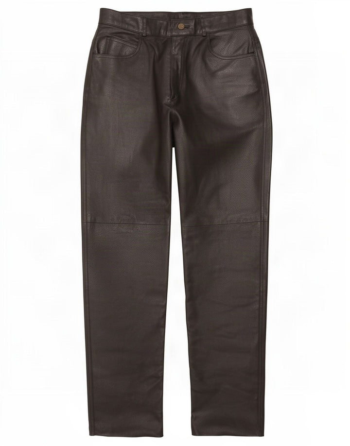 Vintage Womens Straight Leather Trousers EU 40 Medium W29 L31 Black