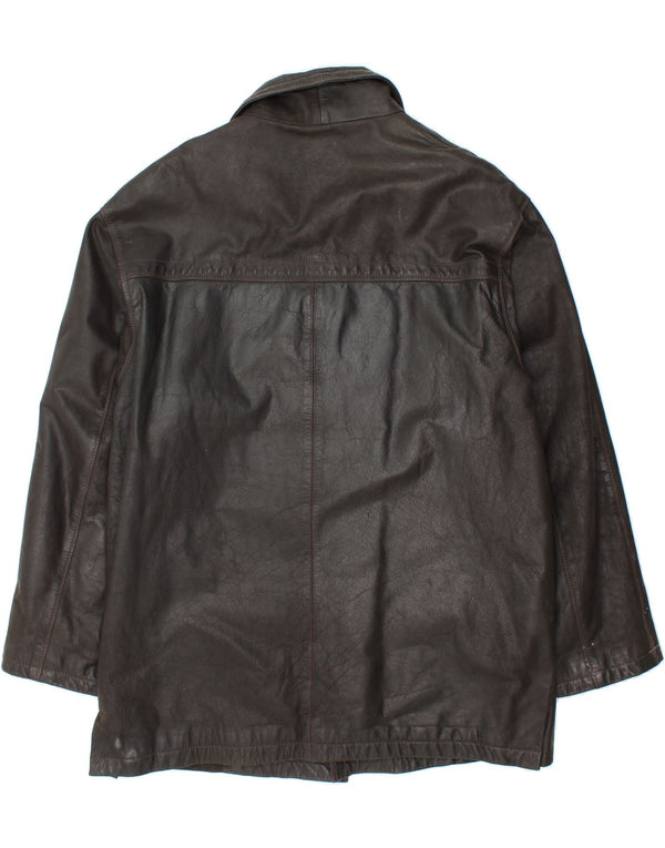 ROUTE 66 Mens Leather Coat UK 46 3XL Black Leather