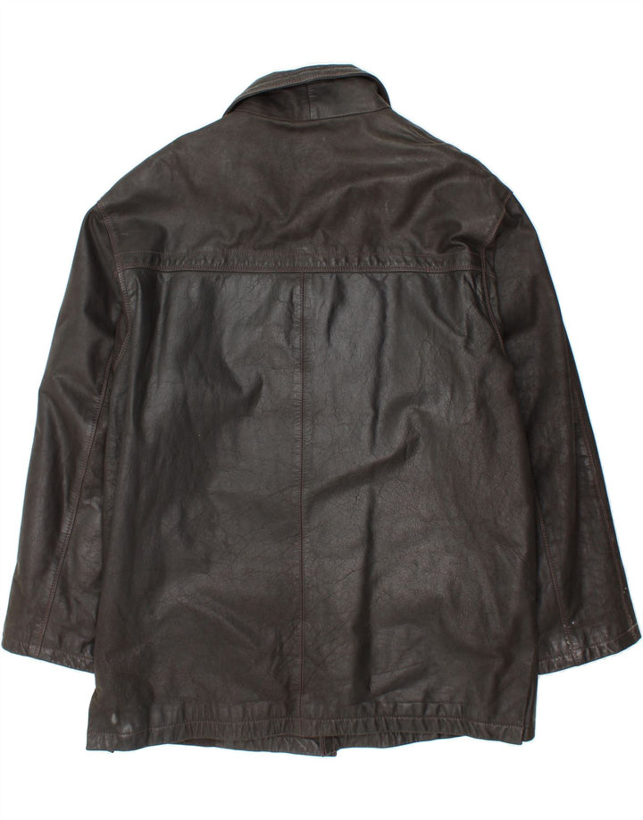 ROUTE 66 Mens Leather Coat UK 46 3XL Black Leather