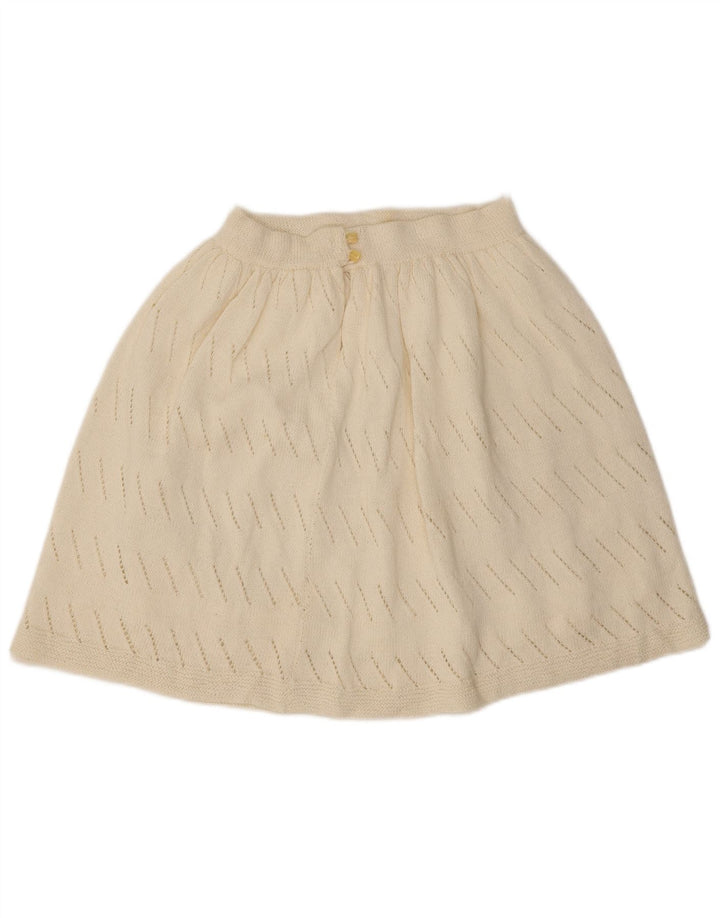 Vintage Womens Knit A-Line Skirt W26 Small  Off White