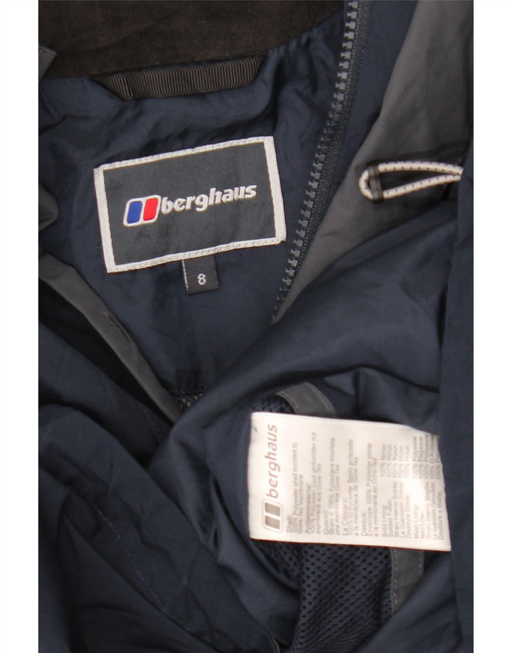 Berghaus Womens Hooded Rain Jacket UK 8 Small Navy Blue Polyester