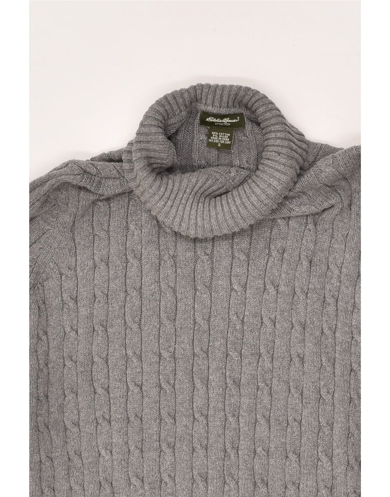 EDDIE BAUER Womens Roll Neck Jumper Sweater UK 10 Small Grey Cotton | Vintage Eddie Bauer | Thrift | Second-Hand Eddie Bauer | Used Clothing | Messina Hembry 