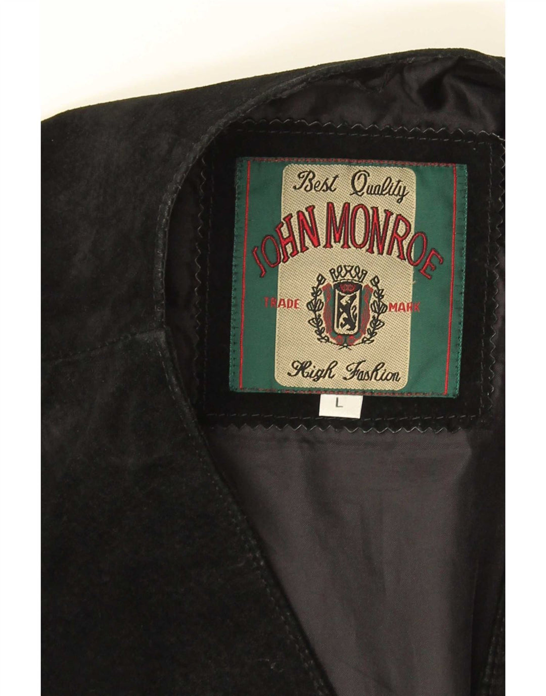 John Monroe Mens Suede Waistcoat Large Black Leather