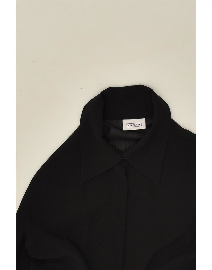 STEFANEL Womens Shirt Blouse UK 6 XS Black Silk Vintage Stefanel and Second-Hand Stefanel from Messina Hembry 