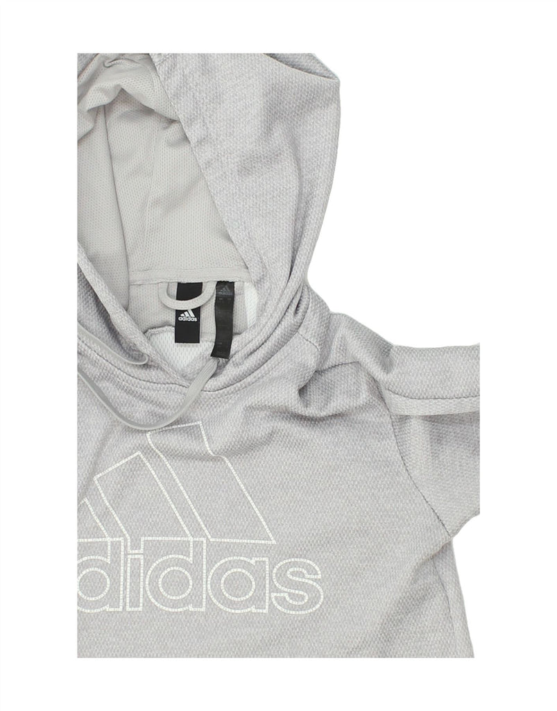 ADIDAS Womens Climawarm Graphic Hoodie Jumper UK 8/10 Small Grey Cotton | Vintage Adidas | Thrift | Second-Hand Adidas | Used Clothing | Messina Hembry 