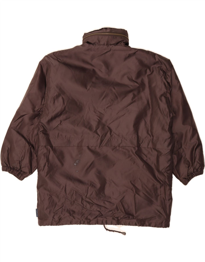 VINTAGE Mens Loose Fit Hooded Rain Jacket UK 38 Medium Brown Polyester Vintage Vintage and Second-Hand Vintage from Messina Hembry 
