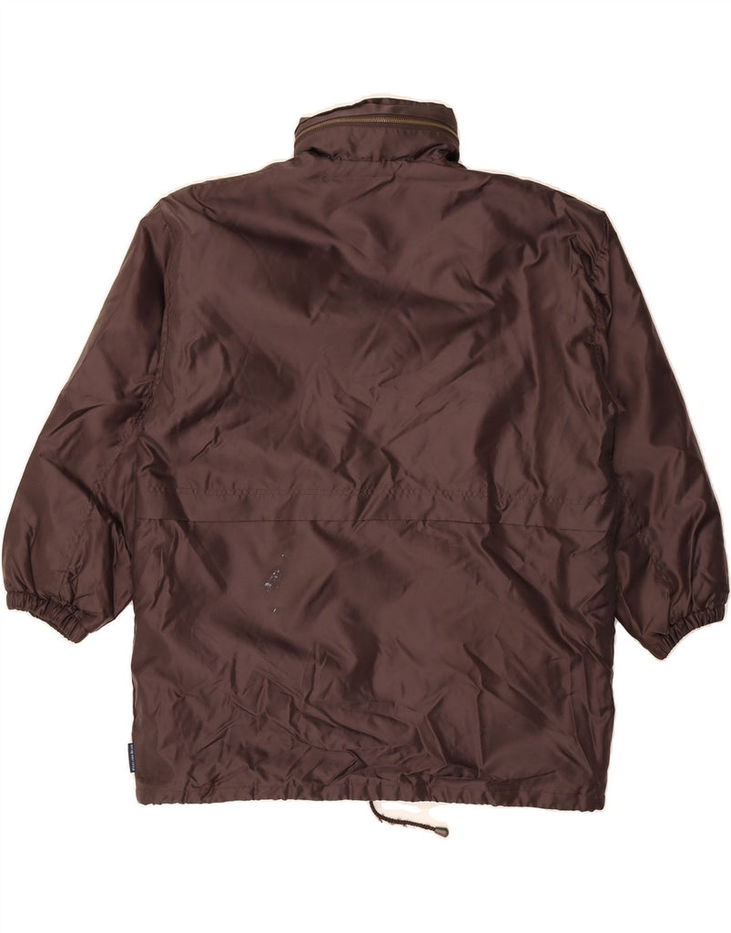VINTAGE Mens Loose Fit Hooded Rain Jacket UK 38 Medium Brown Polyester Vintage Vintage and Second-Hand Vintage from Messina Hembry 