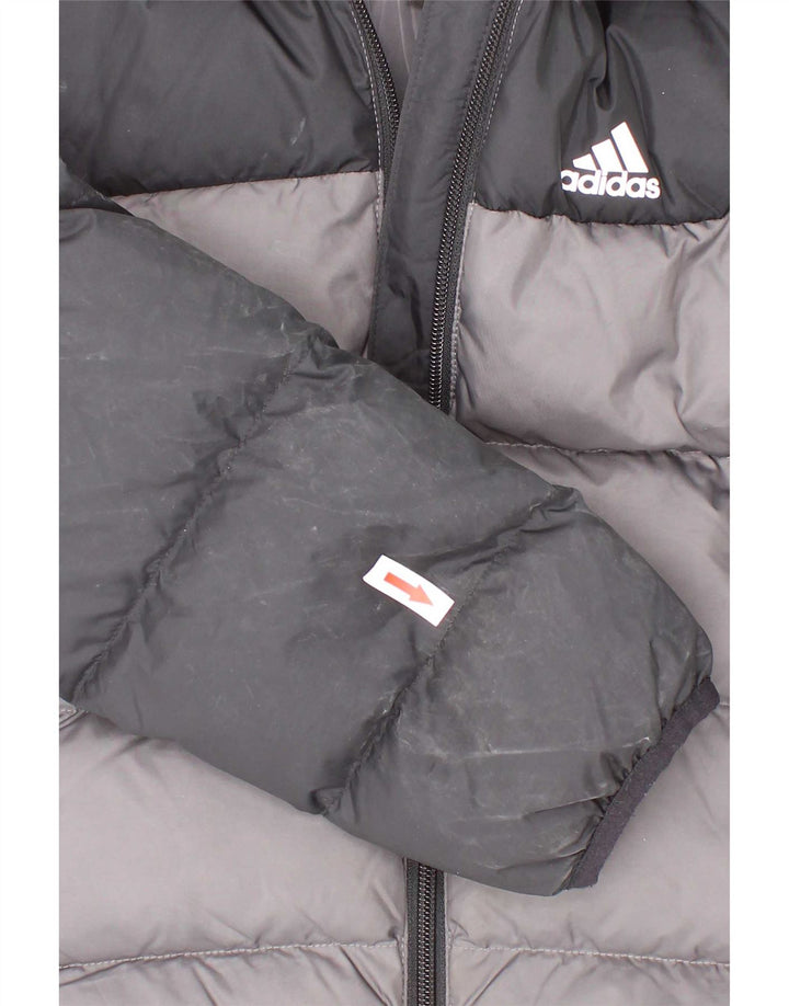 Adidas Boys Hooded Padded Jacket 6-7 Years Black Colourblock Polyester
