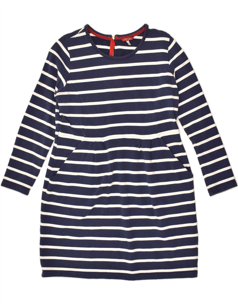 JOULES Womens Long Sleeve T-Shirt Dress UK 16 Large  Navy Blue Striped | Vintage Joules | Thrift | Second-Hand Joules | Used Clothing | Messina Hembry 