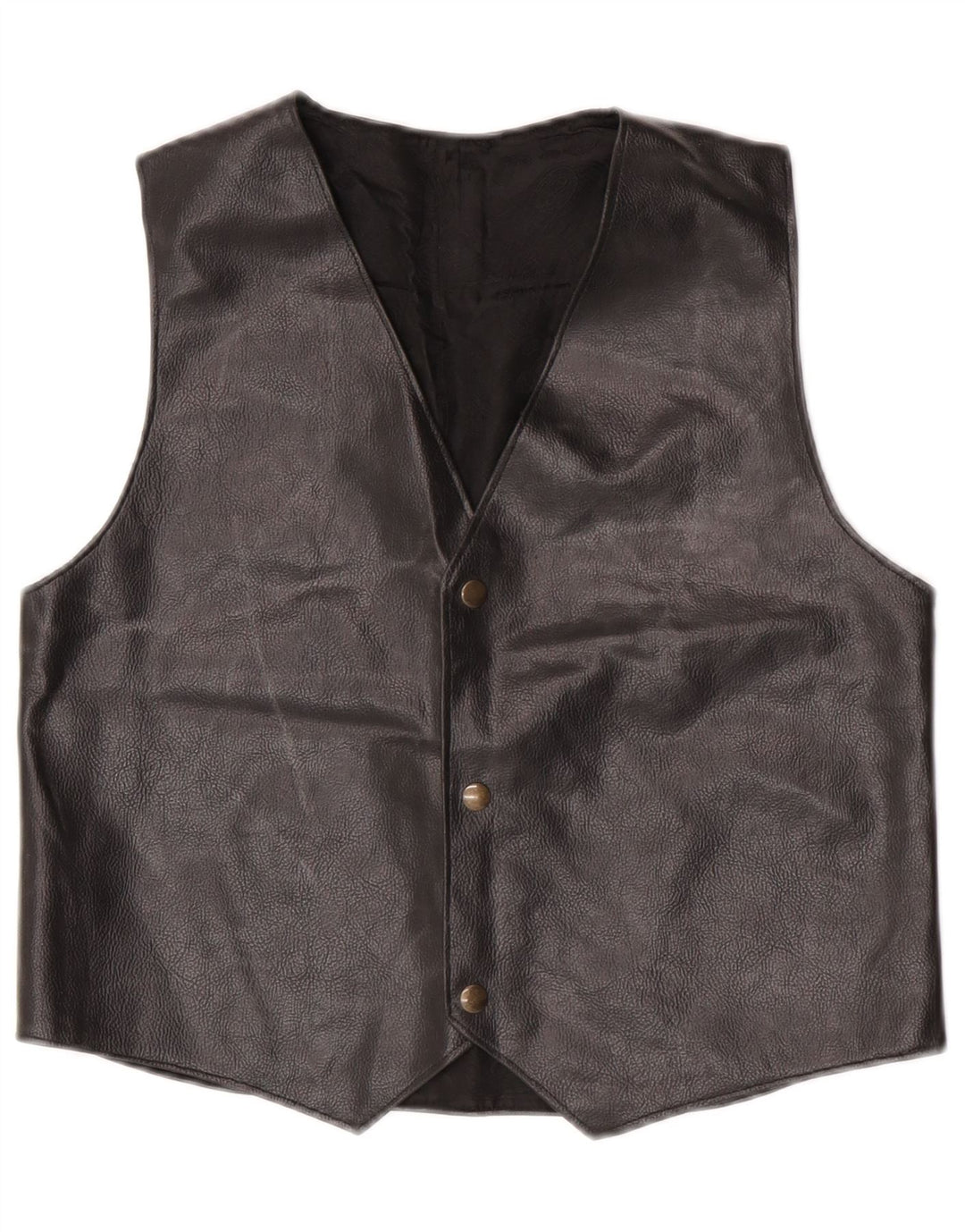 Vintage Womens Leather Waistcoat UK 14 Medium Black