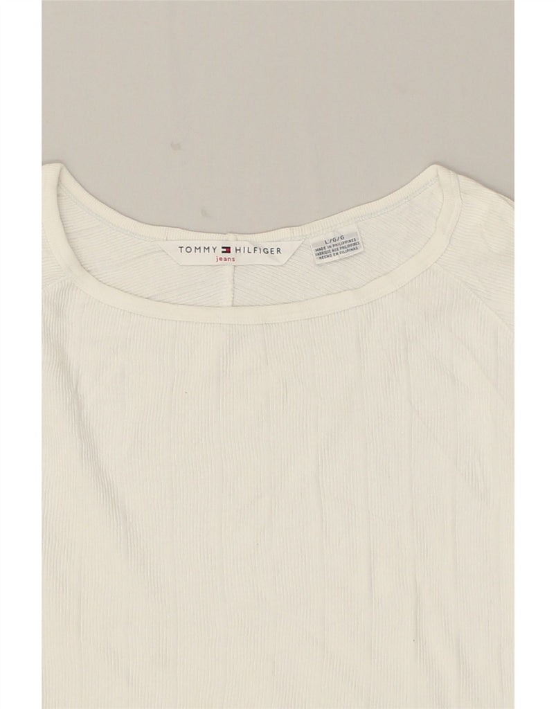 TOMMY HILFIGER Womens Top Long Sleeve UK 16 Large White Cotton | Vintage Tommy Hilfiger | Thrift | Second-Hand Tommy Hilfiger | Used Clothing | Messina Hembry 