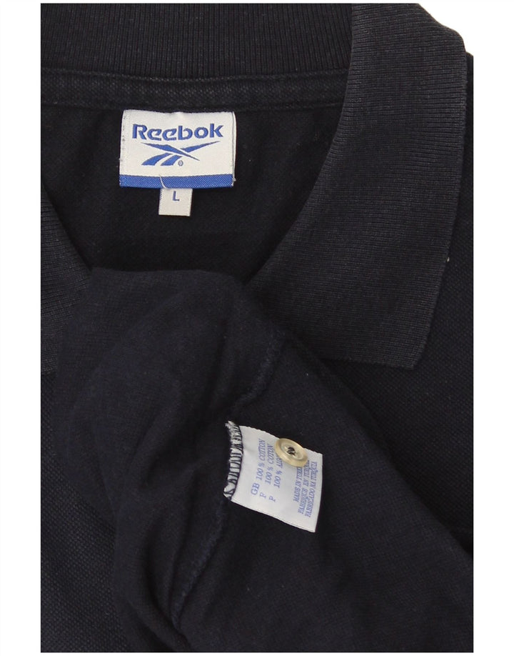 Reebok Mens Polo Shirt Large Navy Blue Cotton