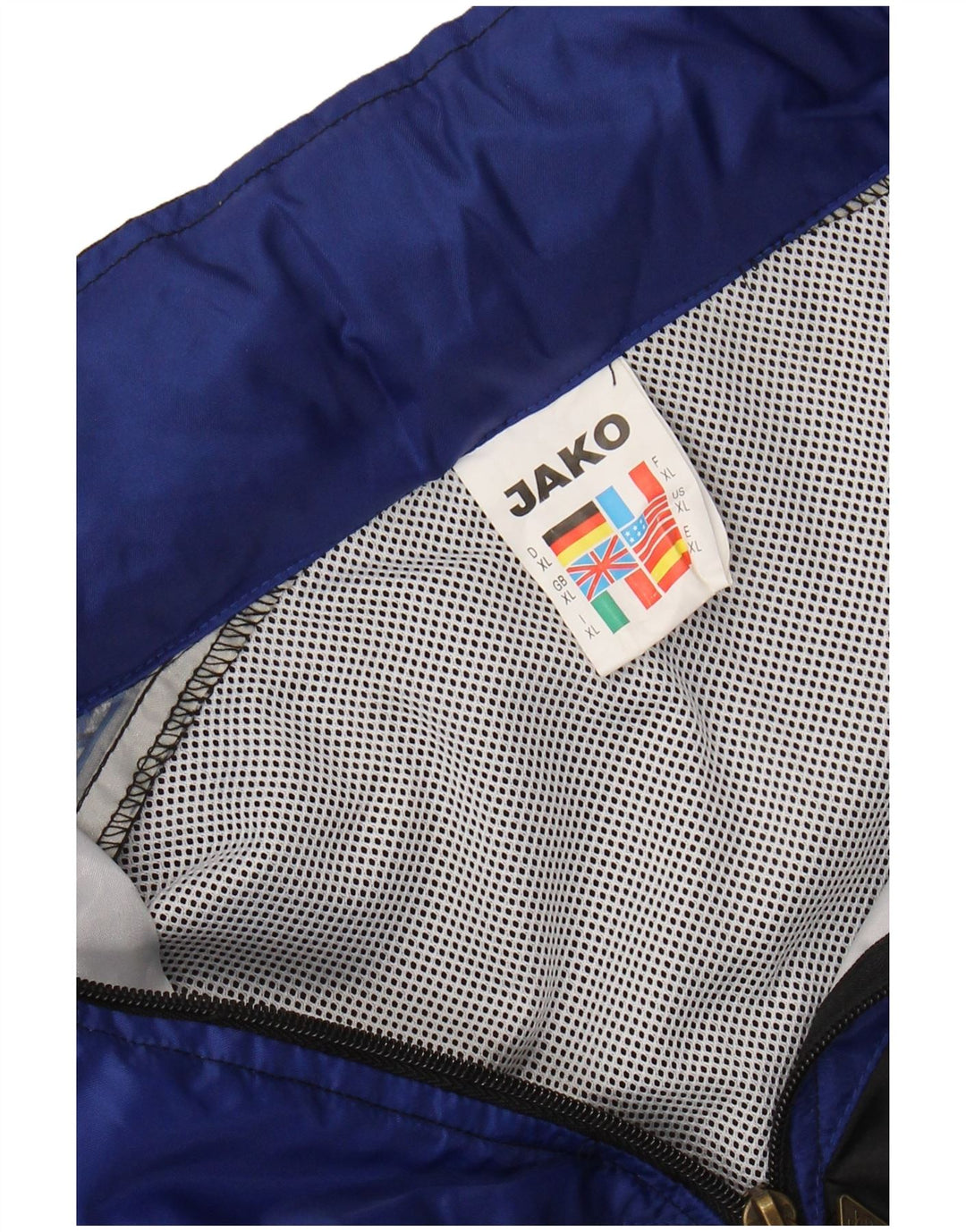 JAKO Mens Hooded Graphic Rain Jacket UK 42 XL Black Colourblock Nylon