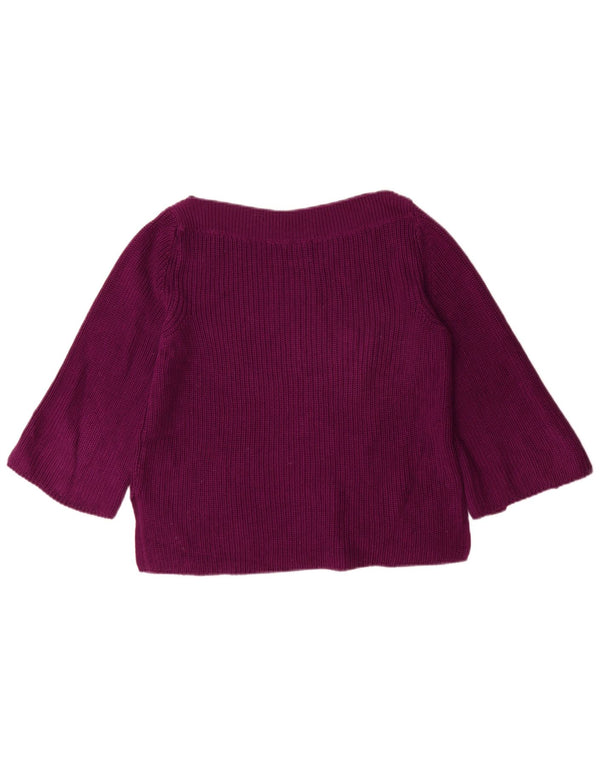 Massimo Dutti Womens 3/4 Sleeve Boat Neck Jumper Sweater UK 10 Small Maroon