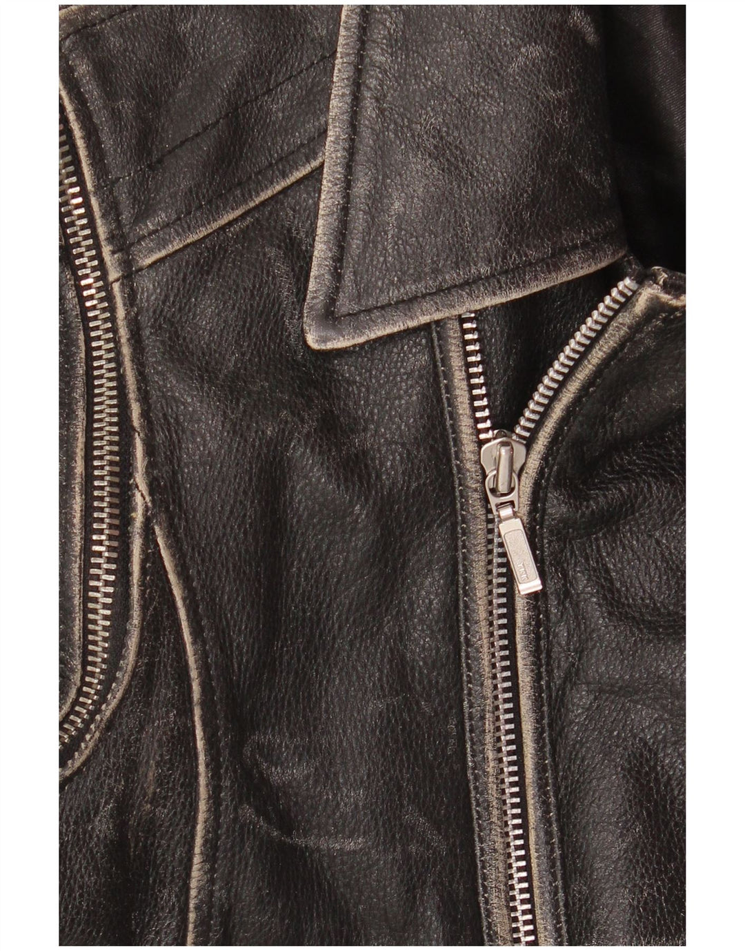 Yuppie Womens Crop Leather Biker Jacket EU 38 Medium Black Leather