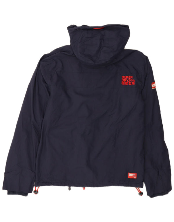 Superdry Womens Graphic Windbreaker Jacket UK 14 Medium Navy Blue