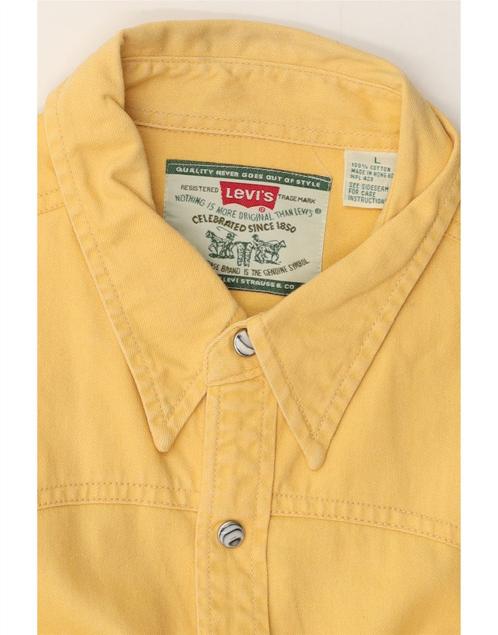 LEVI'S Mens Denim Shirt Large Yellow Cotton