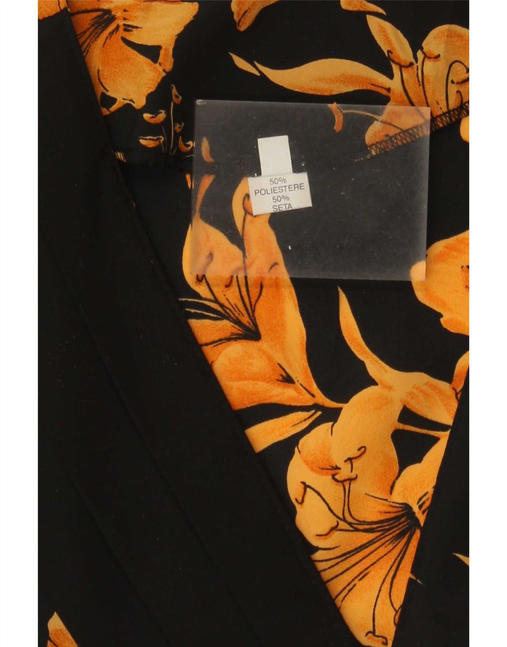 Vintage Womens Cardigan Top IT 48 XL Black Floral Polyester