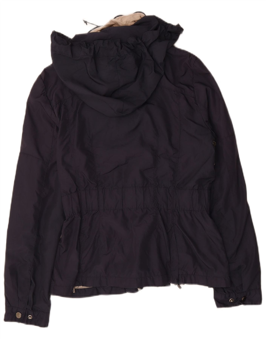 Zara Womens Hooded Utility Jacket UK 14 Large Navy Blue Polyester