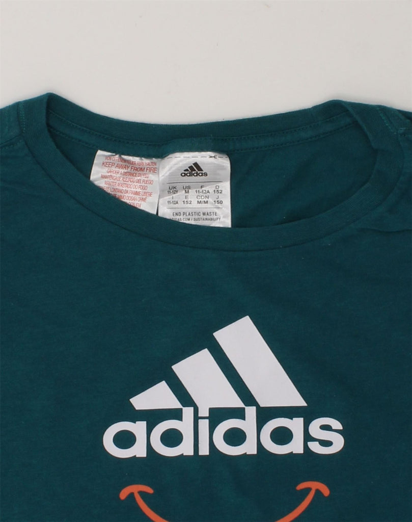 ADIDAS Boys Graphic T-Shirt Top 11-12 Years Green Cotton | Vintage Adidas | Thrift | Second-Hand Adidas | Used Clothing | Messina Hembry 