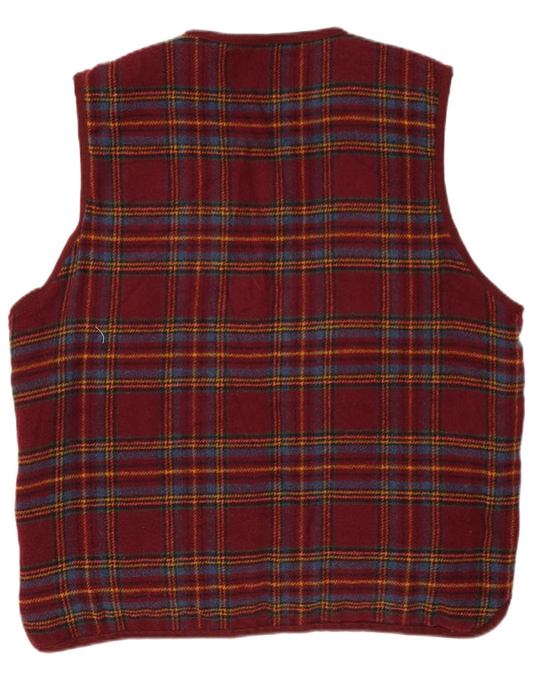 Vintage Mens Reversible Quilted Gilet UK 40 Large Burgundy Check
