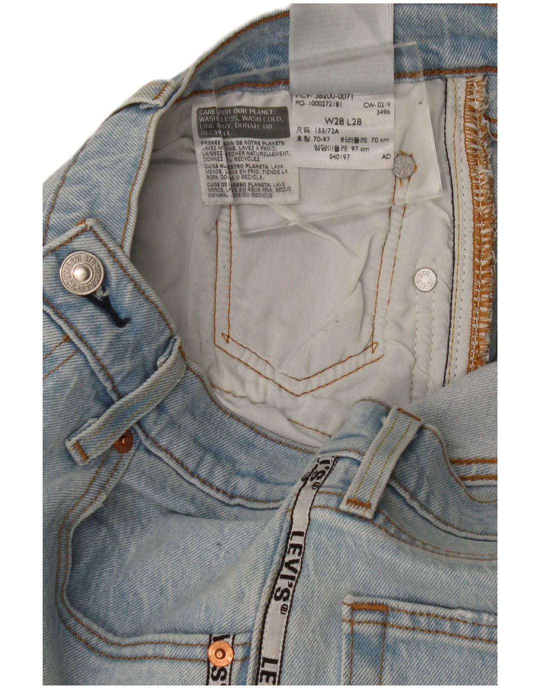 Levi's Womens 501 Graphic Straight Jeans W28 L28 Blue Cotton