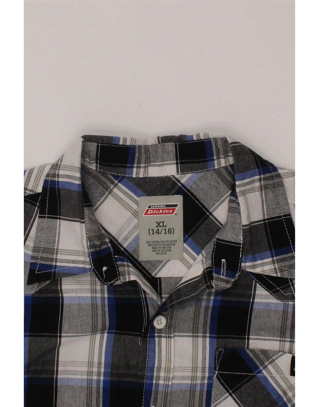 DICKIES Boys Short Sleeve Shirt 14-15 Years XL White Check Cotton Vintage Dickies and Second-Hand Dickies from Messina Hembry 