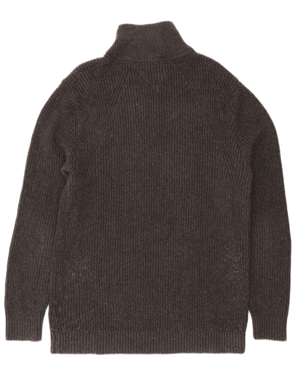 Tommy Hilfiger Mens Zip Neck Jumper Sweater Large Grey Cotton