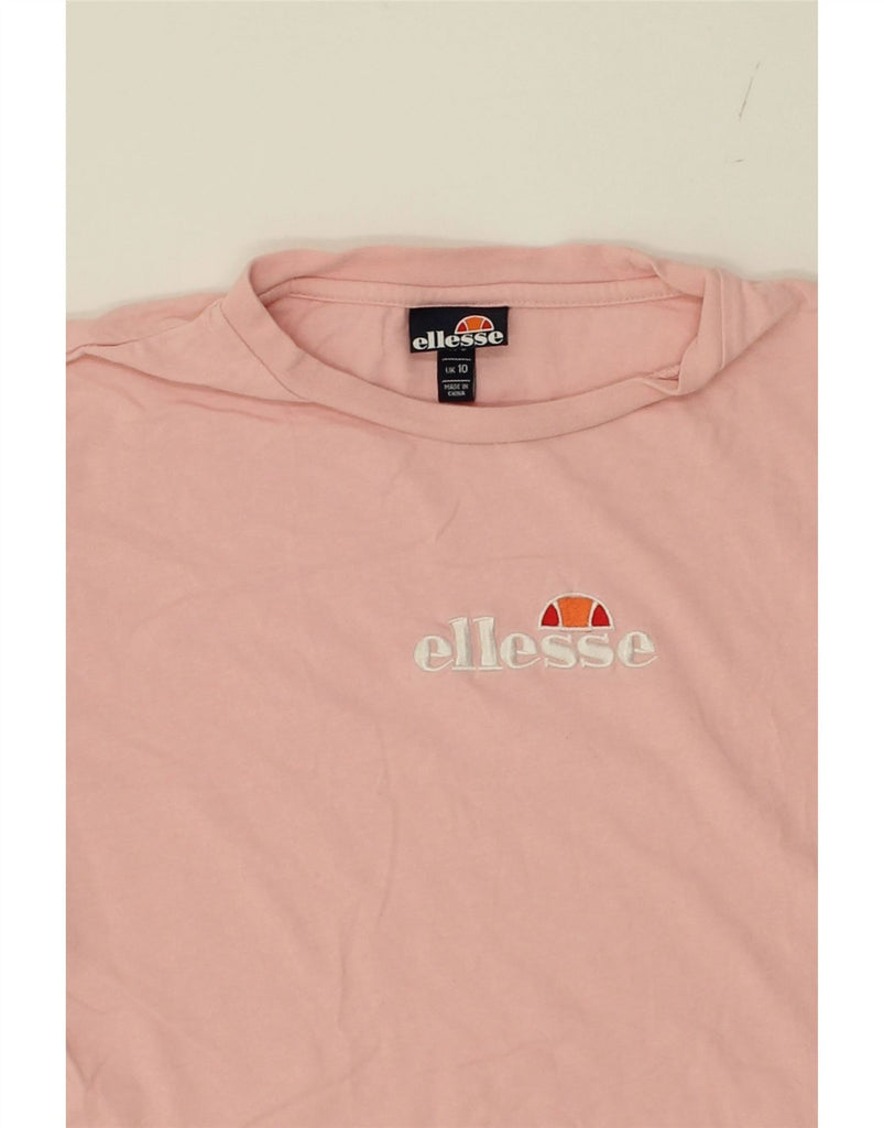 ELLESSE Womens Crop Graphic T-Shirt Top UK 10 Small Pink Cotton Vintage Ellesse and Second-Hand Ellesse from Messina Hembry 