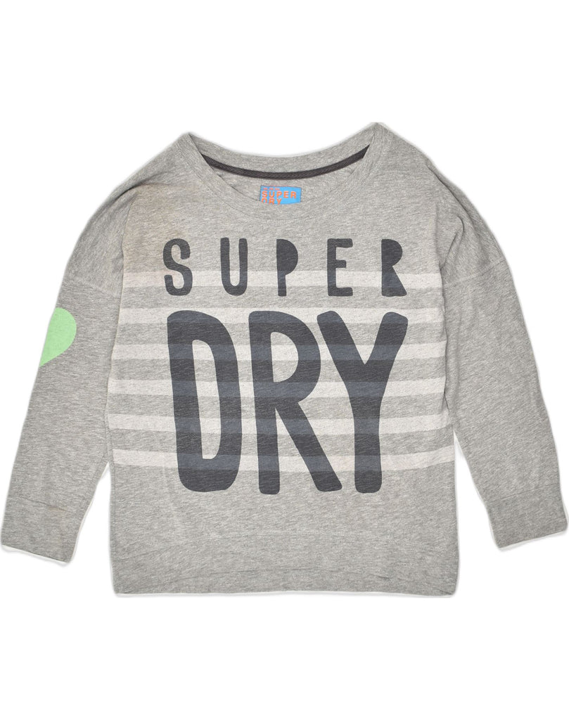 SUPERDRY Womens Graphic Sweatshirt Jumper UK 16 Large Grey Cotton | Vintage Superdry | Thrift | Second-Hand Superdry | Used Clothing | Messina Hembry 