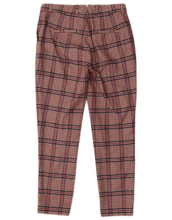 Gant Womens Slim Suit Trousers UK 12 Medium W30 L28 Red Houndstooth Wool