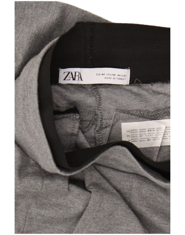 Zara Mens Crop Tracksuit Trousers Medium Grey Colourblock Polyester
