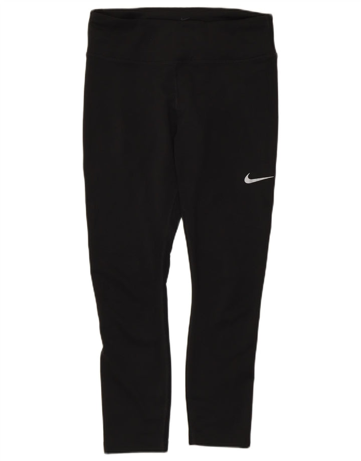Nike Womens Dri Fit Crop Leggings UK 12 Medium Black Polyester