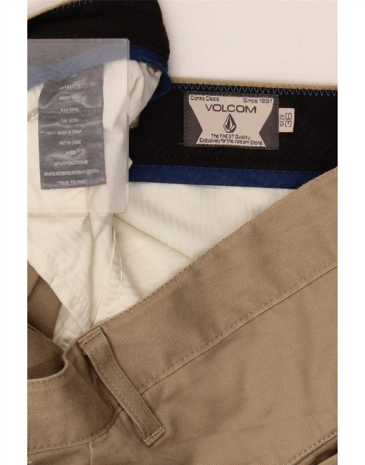 Volcom Mens Slim Chino Trousers W36 L34 Beige Cotton