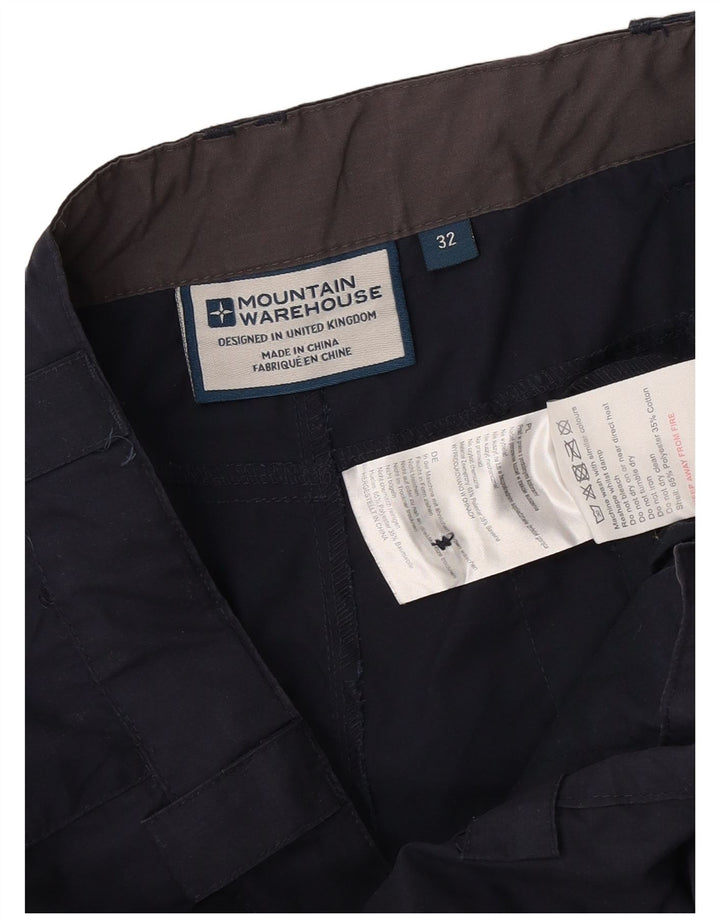Mountain Warehouse Mens Cargo Bermuda Shorts W32 Medium Navy Blue Polyester