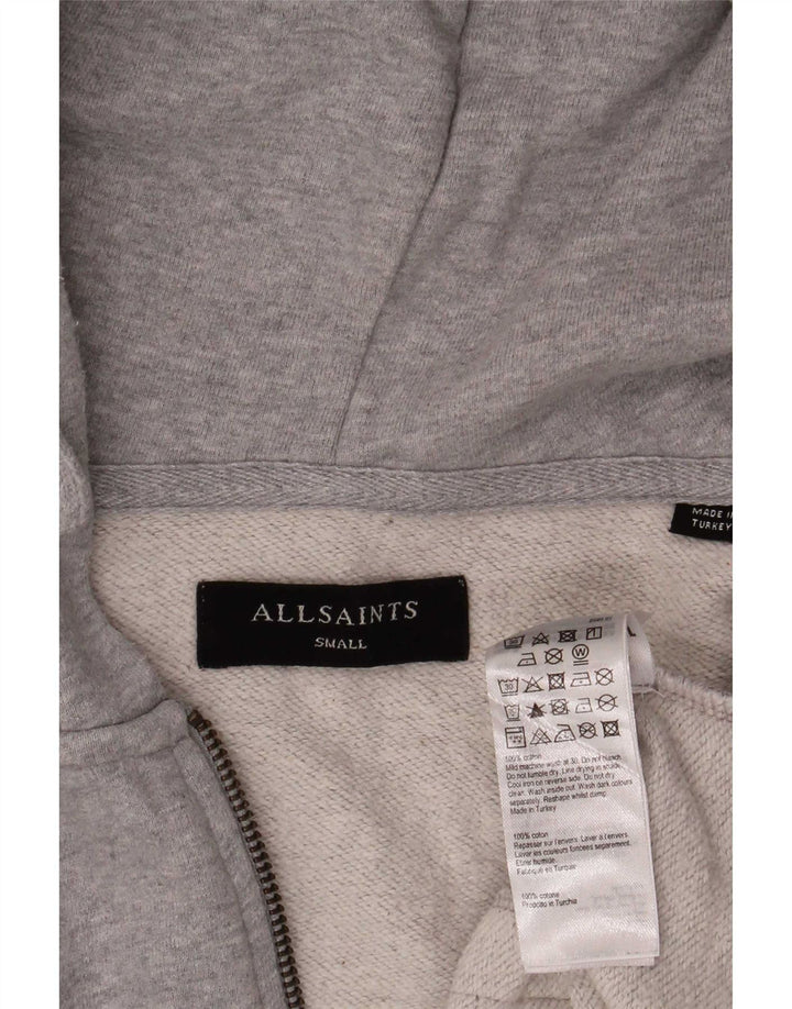 All Saints Mens Zip Hoodie Sweater Small Grey Cotton