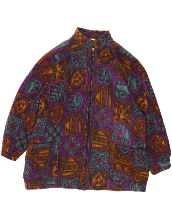 Vintage Womens Oversized Fleece Jacket UK 18 XL Multicoloured Geometric