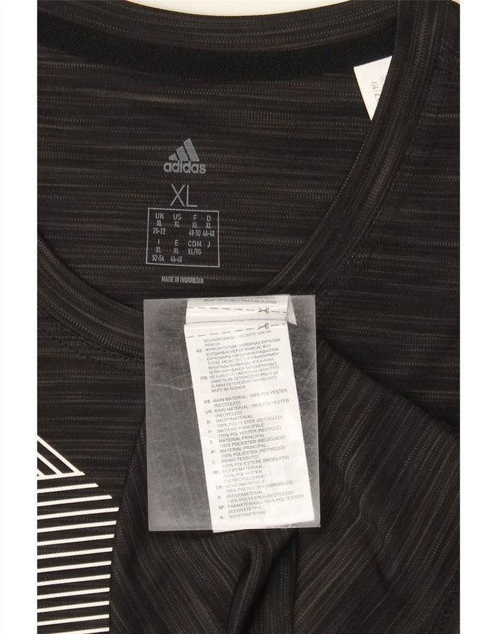 Adidas Womens Graphic T-Shirt Top UK 20/22 XL Black Flecked Polyester