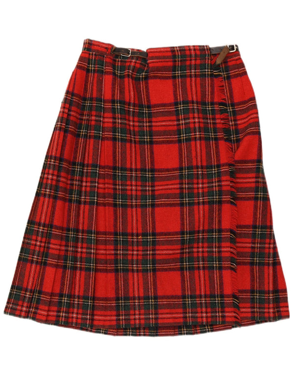 Clan Laird Womens Wrap Skirt W30 Medium Red Plaid Wool