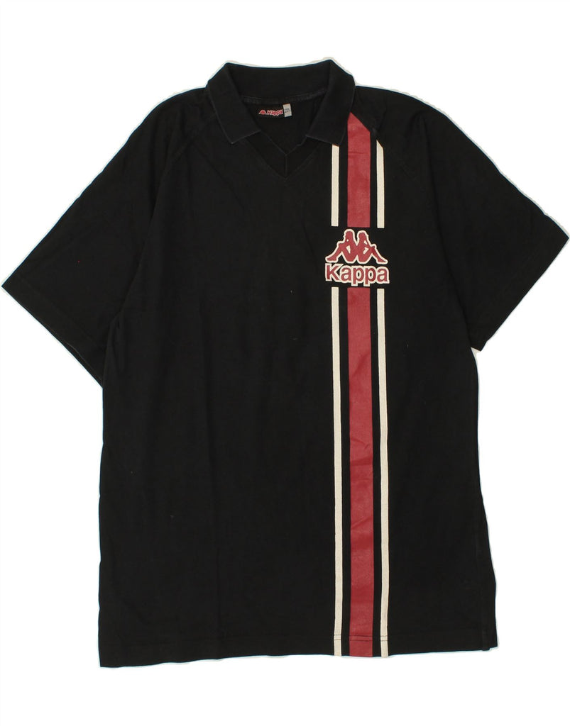 KAPPA Mens Graphic Polo Shirt XL Black Cotton Vintage Kappa and Second-Hand Kappa from Messina Hembry 