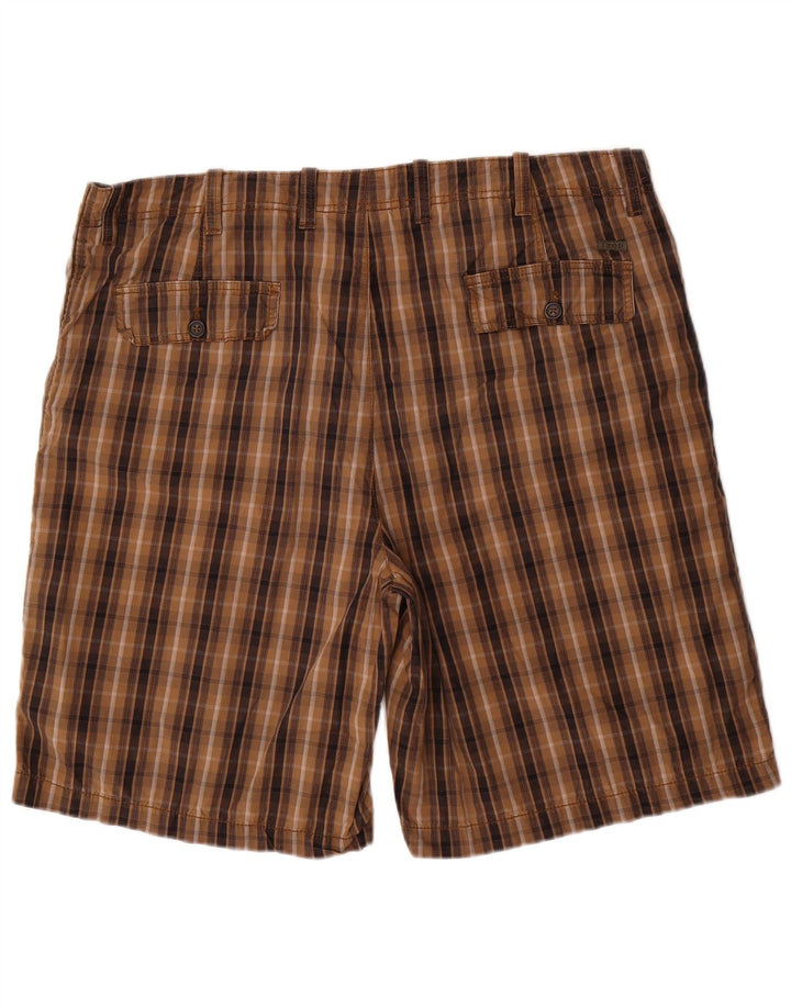 IZOD Mens Chino Shorts W40 XL Brown Check Cotton